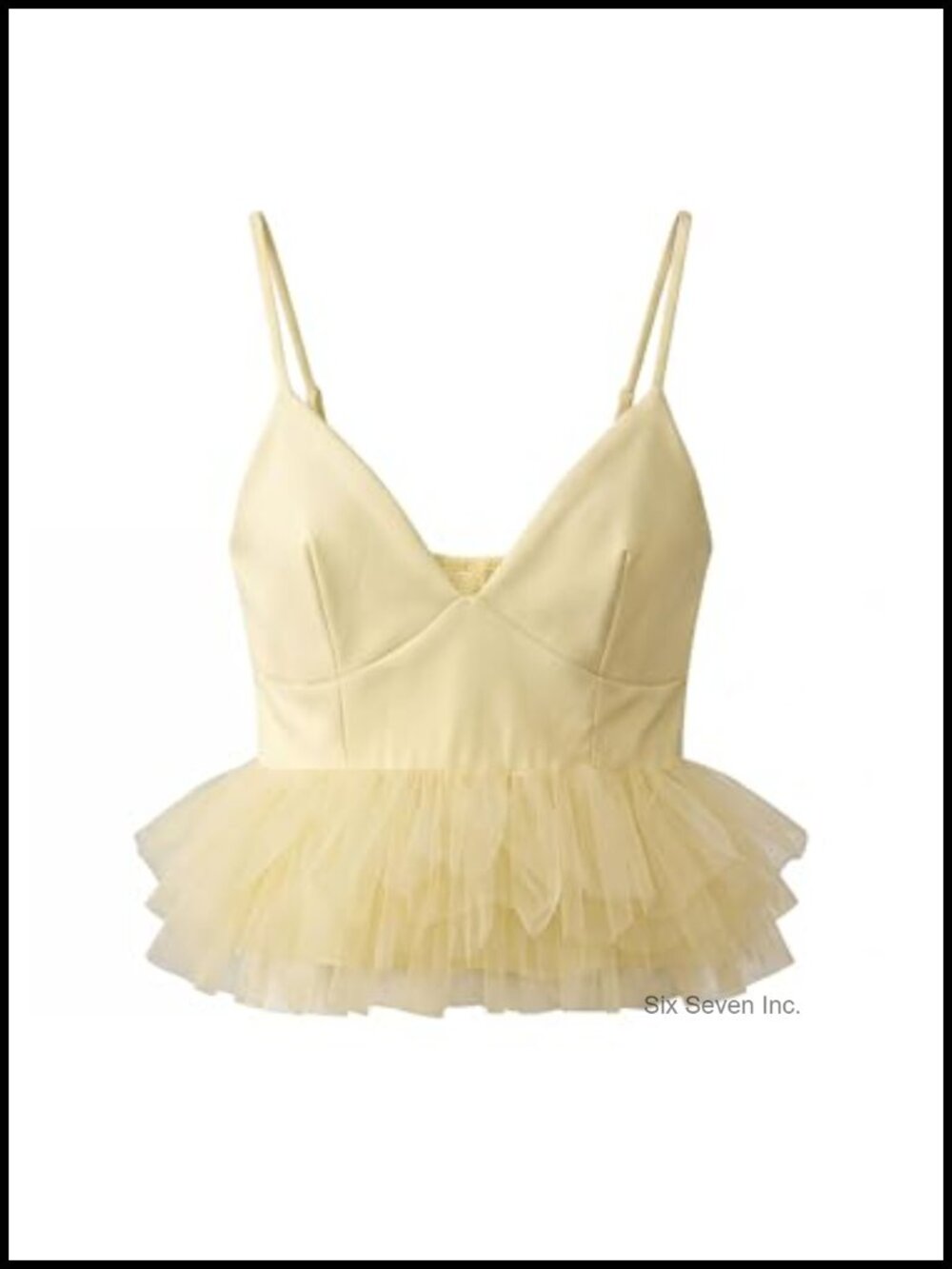 Women's V Neck Mesh Cami Crop Top Spaghetti Strap Ruffle Babydoll Peplum
